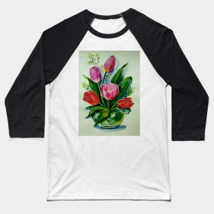 Bouquet of Tulips in a Glass Vase Baseball T-Shirt